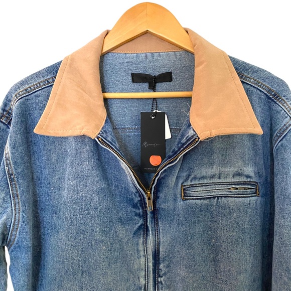 ASOS Mennace Denim Butterfly Embroidered Jacket Size Medium - Picture 2 of 11